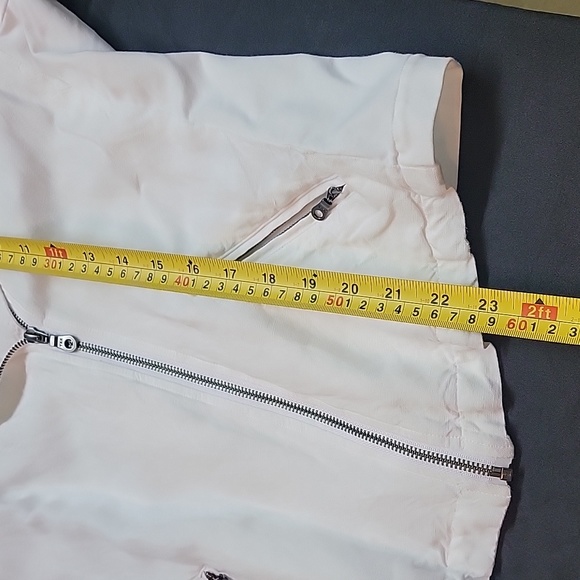 Nic + Zoe Fall Linen Rayon Bomber Motorcycle White Jacket Outerwear Size XL - Picture 10 of 12